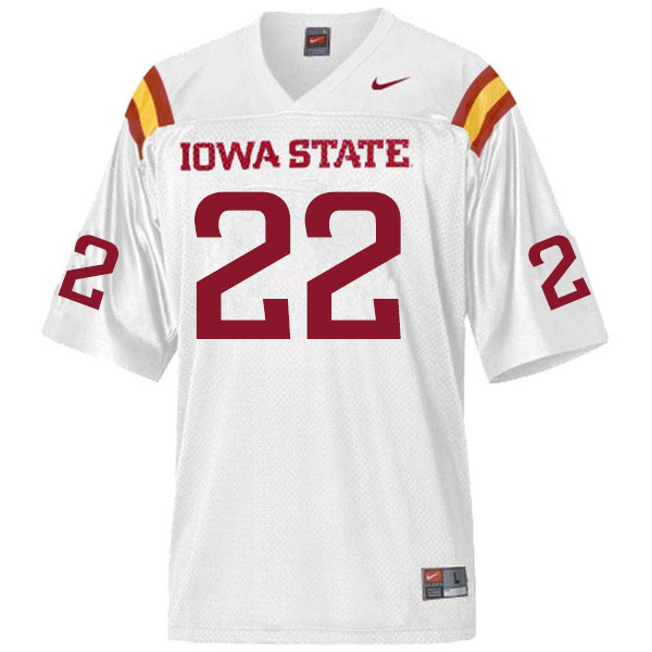 Men #22 Coal Flansburg Iowa State Cyclones College Football Jerseys Sale-White